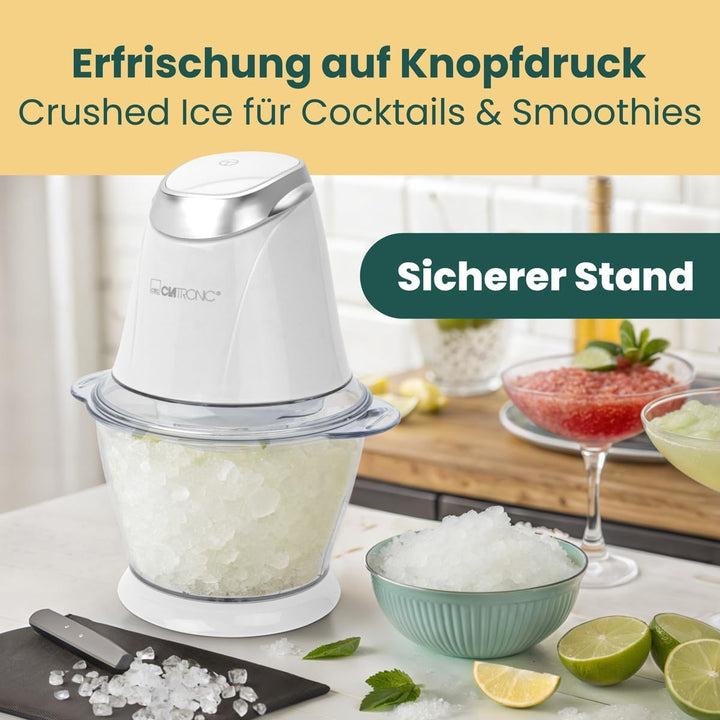 Clatronic MZ 3579 Multizerkleinerer, 2 in 1 Multizerkleinerer und Ice Crusher in Einem, 250 Watt, we