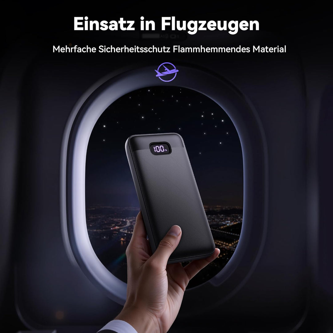 TECKNET Powerbank 20000mAh 22,5 W Schnellladefunktion PD3.0 QC4.0, externer Handyakku mit LED-Displa