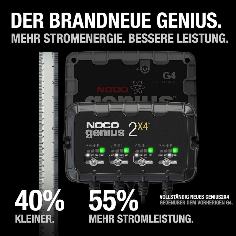 NOCO GENIUS2X4: 8A (2A/Bank) Ladegerät, 6V/12V Batterieladegerät, Erhaltungsladegerät und Desulfator