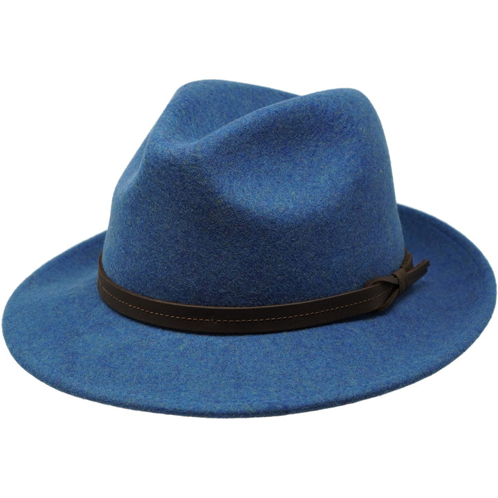 The Stoker – leichte breite Krempe – wasserabweisend – Fedora Trilby Style Filzhut S Blau melange, S