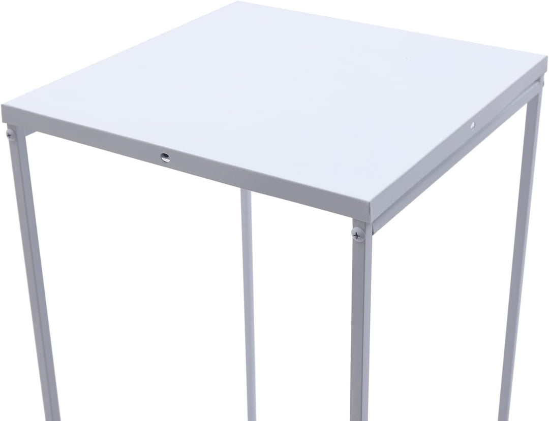4 Stück Weiss Blumenständer Metall, Hochzeitsvase Blumensäule Quadratisch, Goldvasen Säule Dekosäule