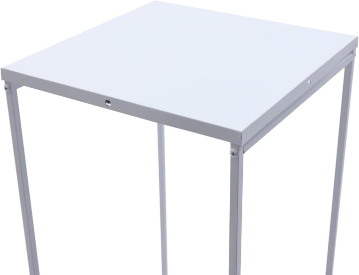 4 Stück Weiss Blumenständer Metall, Hochzeitsvase Blumensäule Quadratisch, Goldvasen Säule Dekosäule