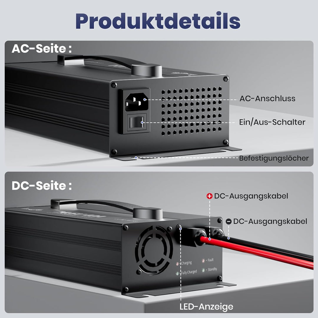 Timeusb 14,6V 40A LiFePO4 Batterieladegerät mit Anderson-Stecker für 12V LiFePO4 Batterien, 40A Schn