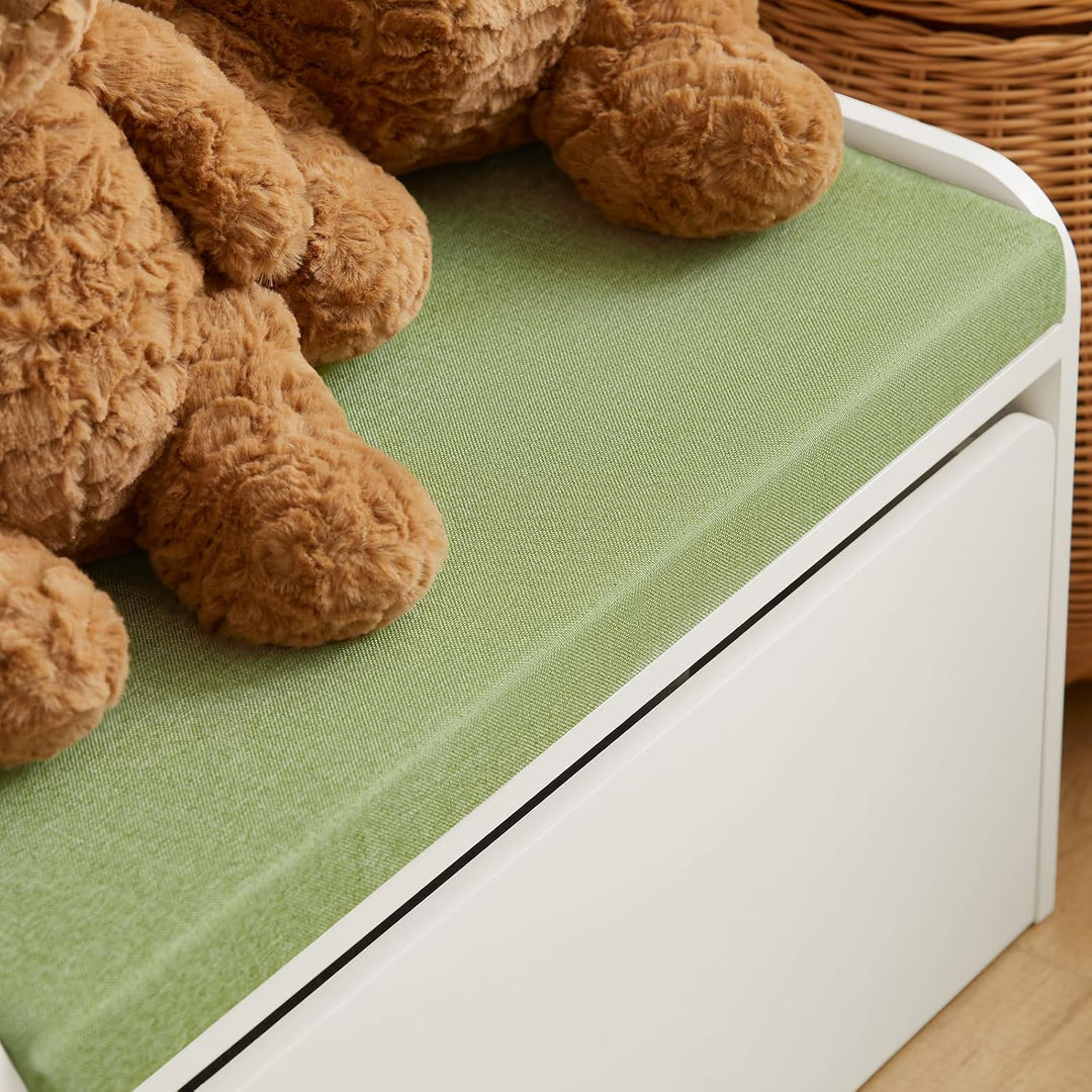 SoBuy KMB80-W Kinder Spielzeugtruhe Spielzeugkiste Aufbewahrungsbox Schuhbank mit Sitzkissen Sitzban