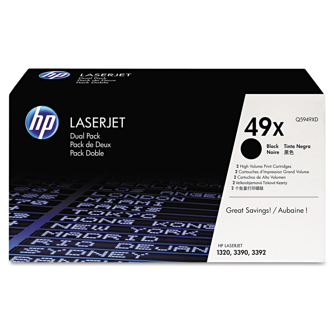 HP 49X 2er-Pack (Q5949XD) Schwarz Original Toner mit hoher Reichweite für HP Laserjet 1320tn, 3390,