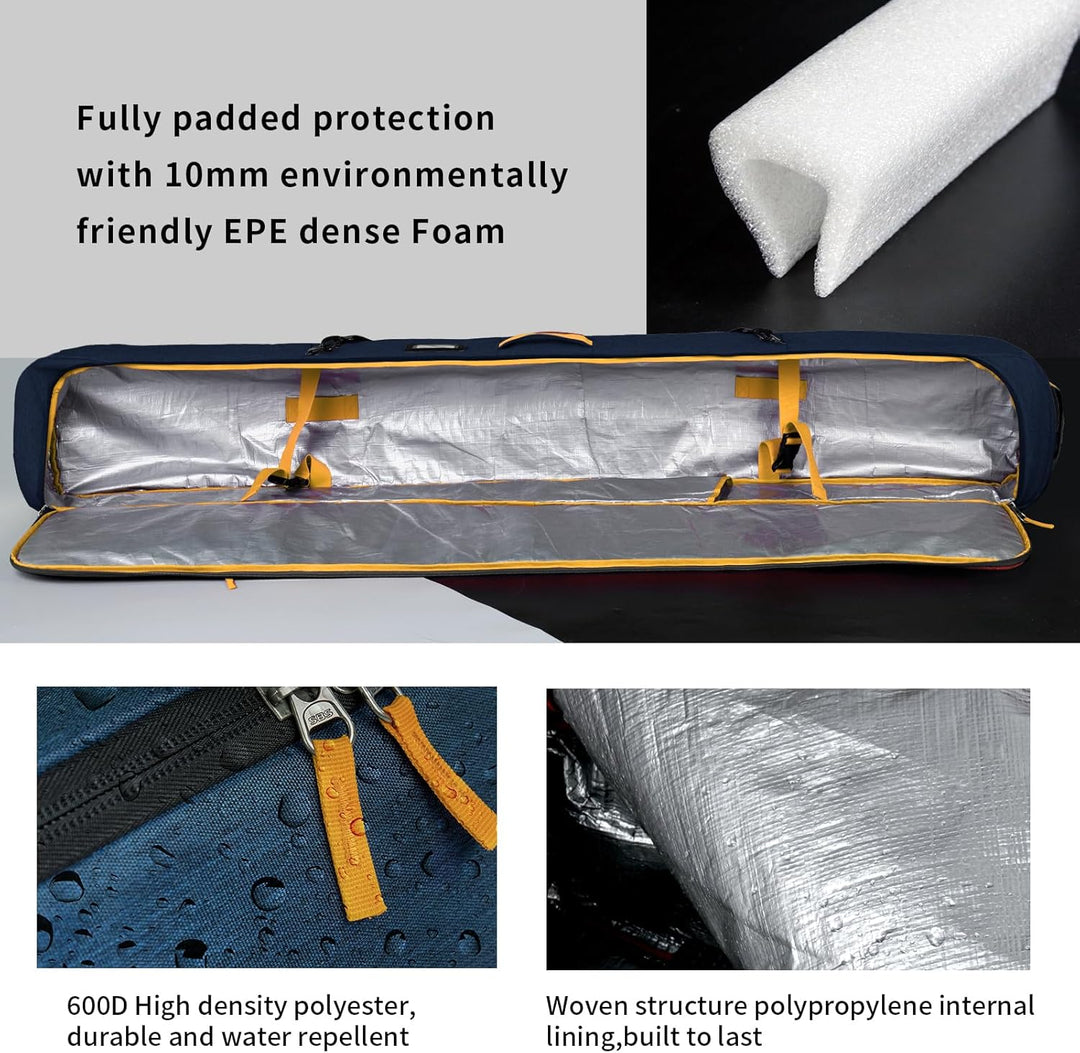 Unigear Skitasche Doppelt gepolstert, Snowboardtasche, Langlauf-Ski-Tasche für 1 – 2 Paar Ski 165/17