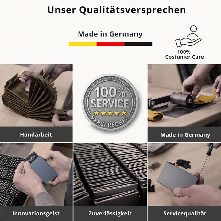 SecWal Kartenetui mit Münzfach Druckknopf inkl. Geschenkbox - Made in Germany - Echtleder Mini Geldb