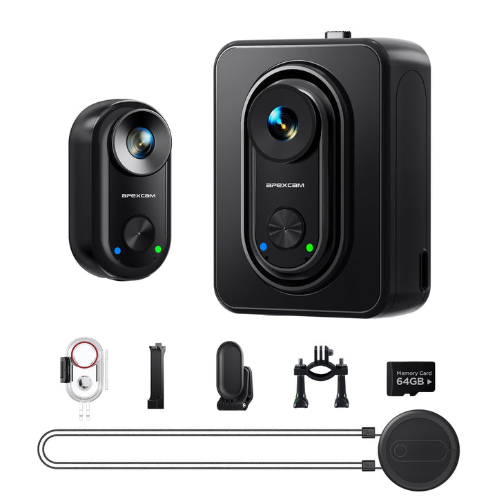 Apexcam K70 mit 64G Karte 4K mini Action cam POV Camera EIS Bildstabilisierung WLAN bodycam 30m wass