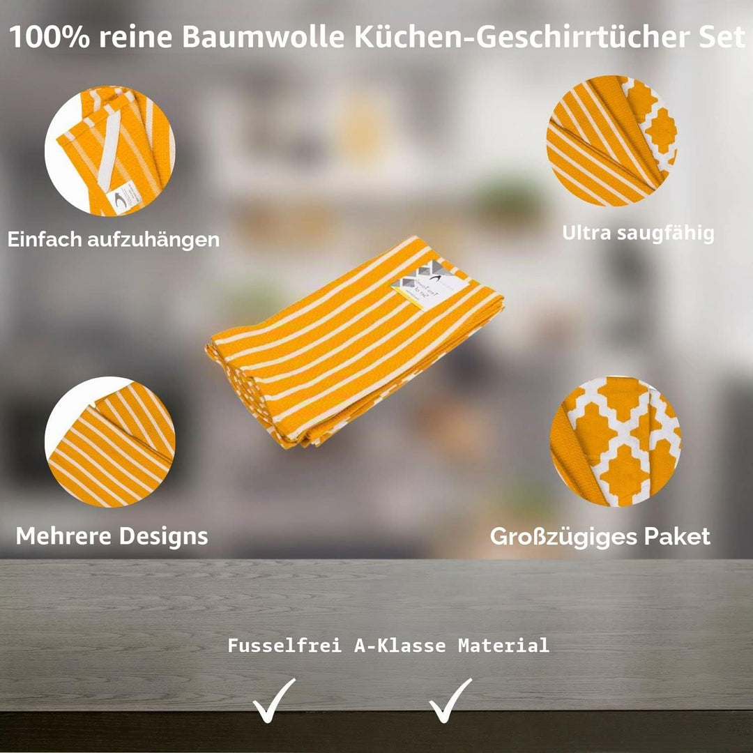 Penguin Home® 100% Baumwolle, Ocker, Für Die Küche | 10-Set | Stilvolle, Weiche Und Strapazierfähige