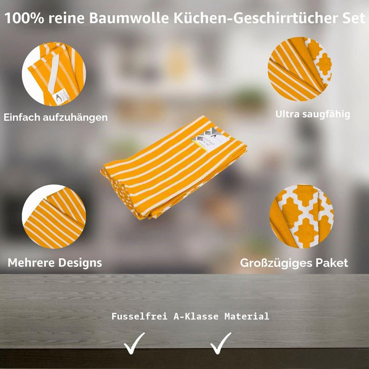 Penguin Home® 100% Baumwolle, Ocker, Für Die Küche | 10-Set | Stilvolle, Weiche Und Strapazierfähige