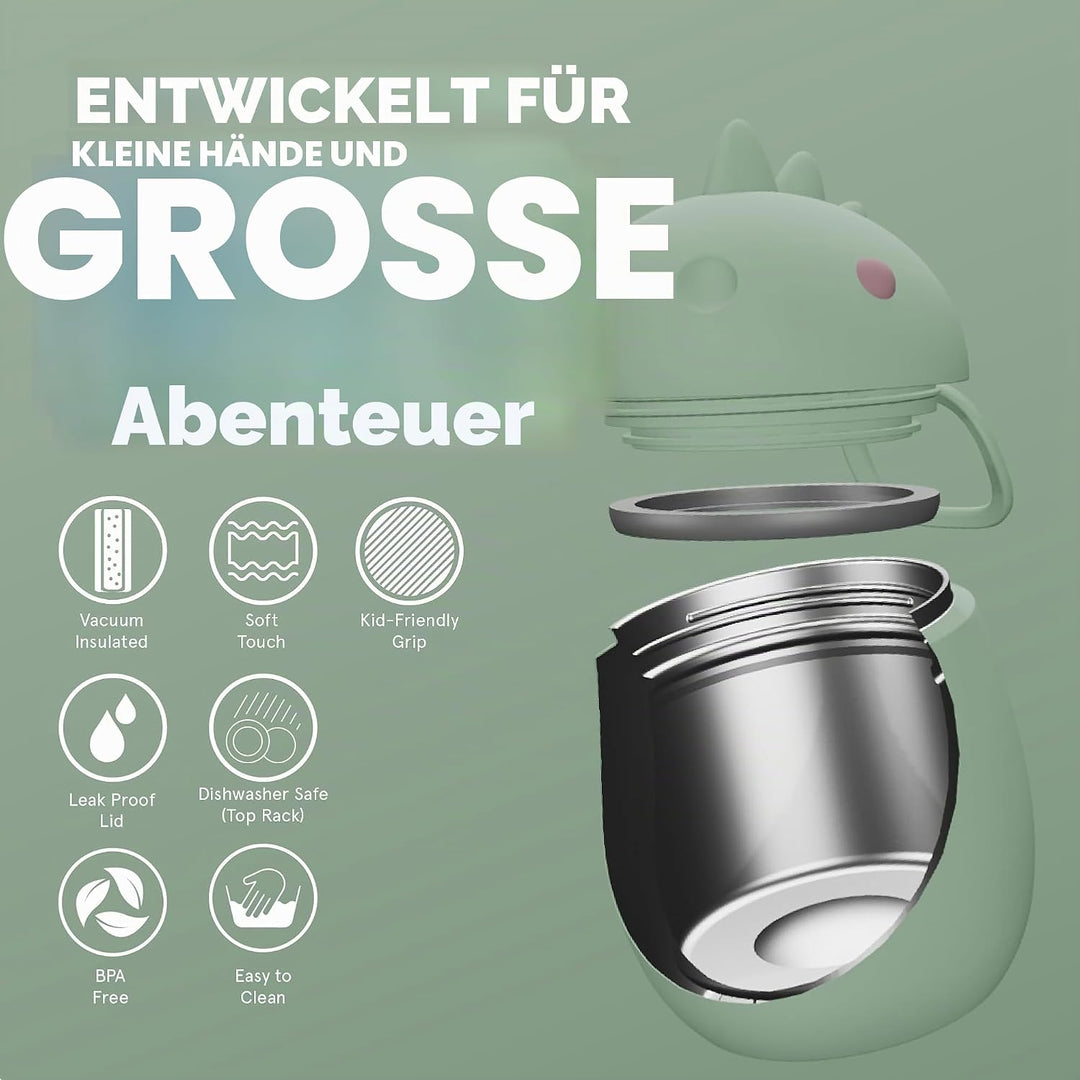 ASOBU BESTIE Lebensmittelbehälter – Vakuumisoliertes Edelstahlglas mit lustigem Silikondeckel – hält