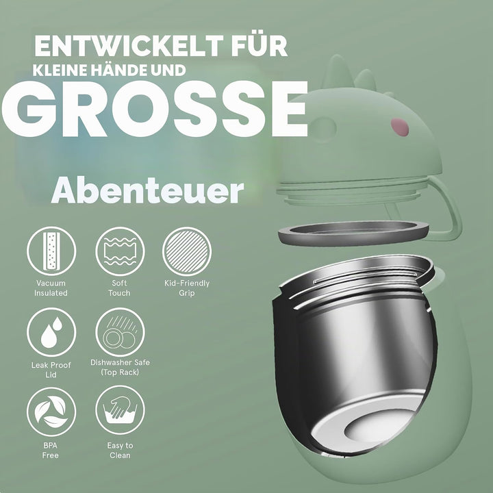 ASOBU BESTIE Lebensmittelbehälter – Vakuumisoliertes Edelstahlglas mit lustigem Silikondeckel – hält