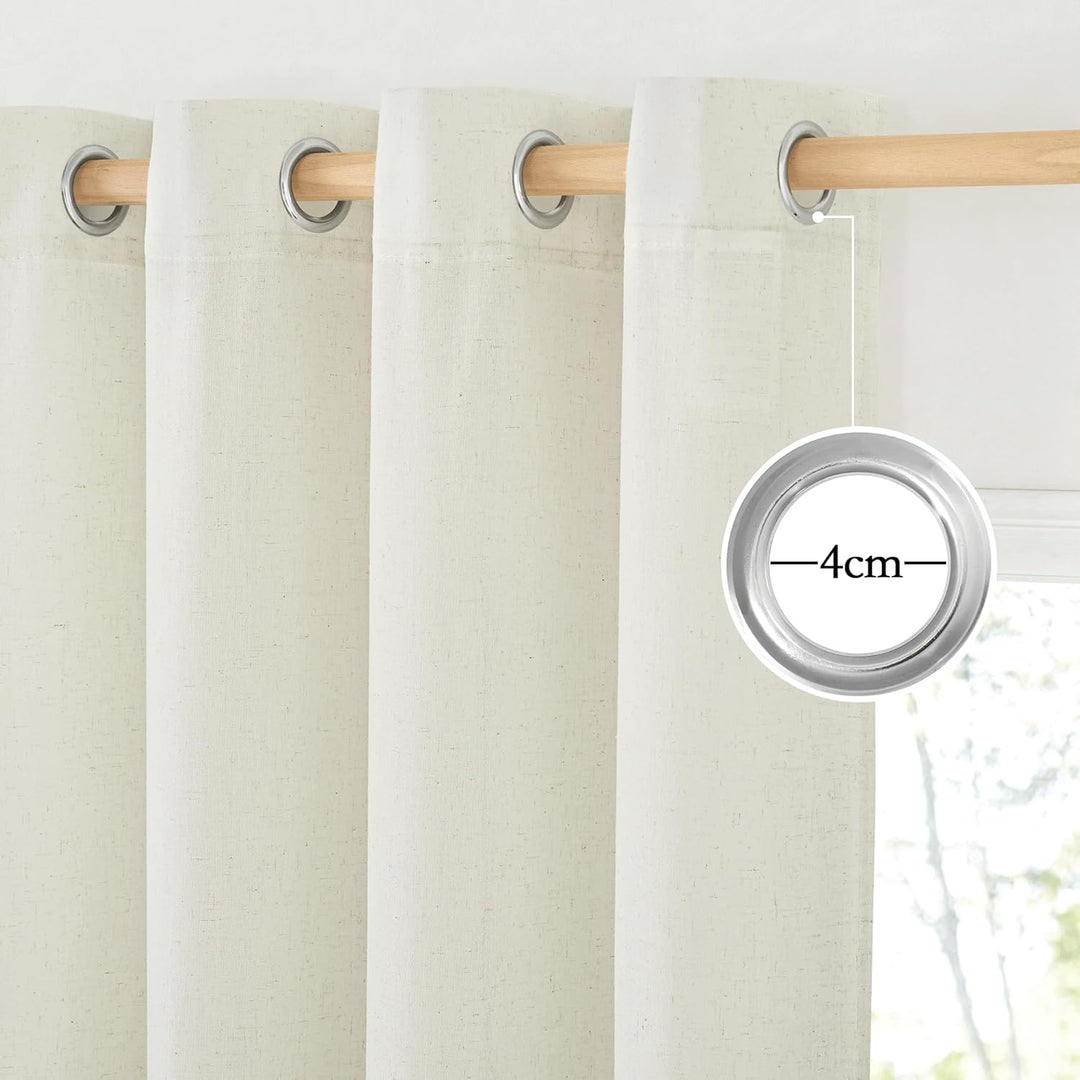 PONY DANCE Linen Curtains for Living Room Ösenschal 2er Set H 220 x B 140 cm Boho Gardinen Wohnzimme