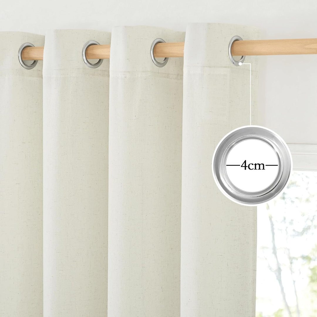 PONY DANCE Vorhang Leinen Wohnzimmer Vorhänge im Landhausstil Ösenschal 2er Set H 245 x B 140 cm Lei