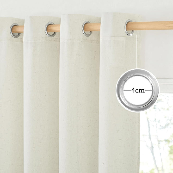 PONY DANCE Vorhang Leinen Wohnzimmer Vorhänge im Landhausstil Ösenschal 2er Set H 245 x B 140 cm Lei