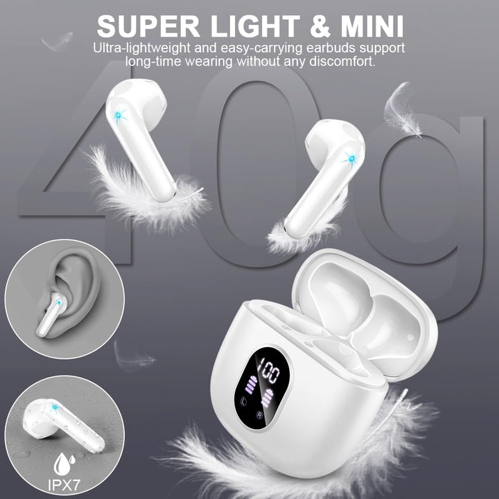 Bluetooth Kopfhörer, Kopfhörer Kabellos Bluetooth 5.4 In Ear kopfhörer bluetooth mit 4 Mic, 50H Kabe