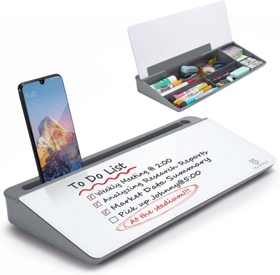 Kleines Whiteboard aus Glas, trocken abwischbar, Computertastatur-Ständer mit Schublade, Schreibtisc