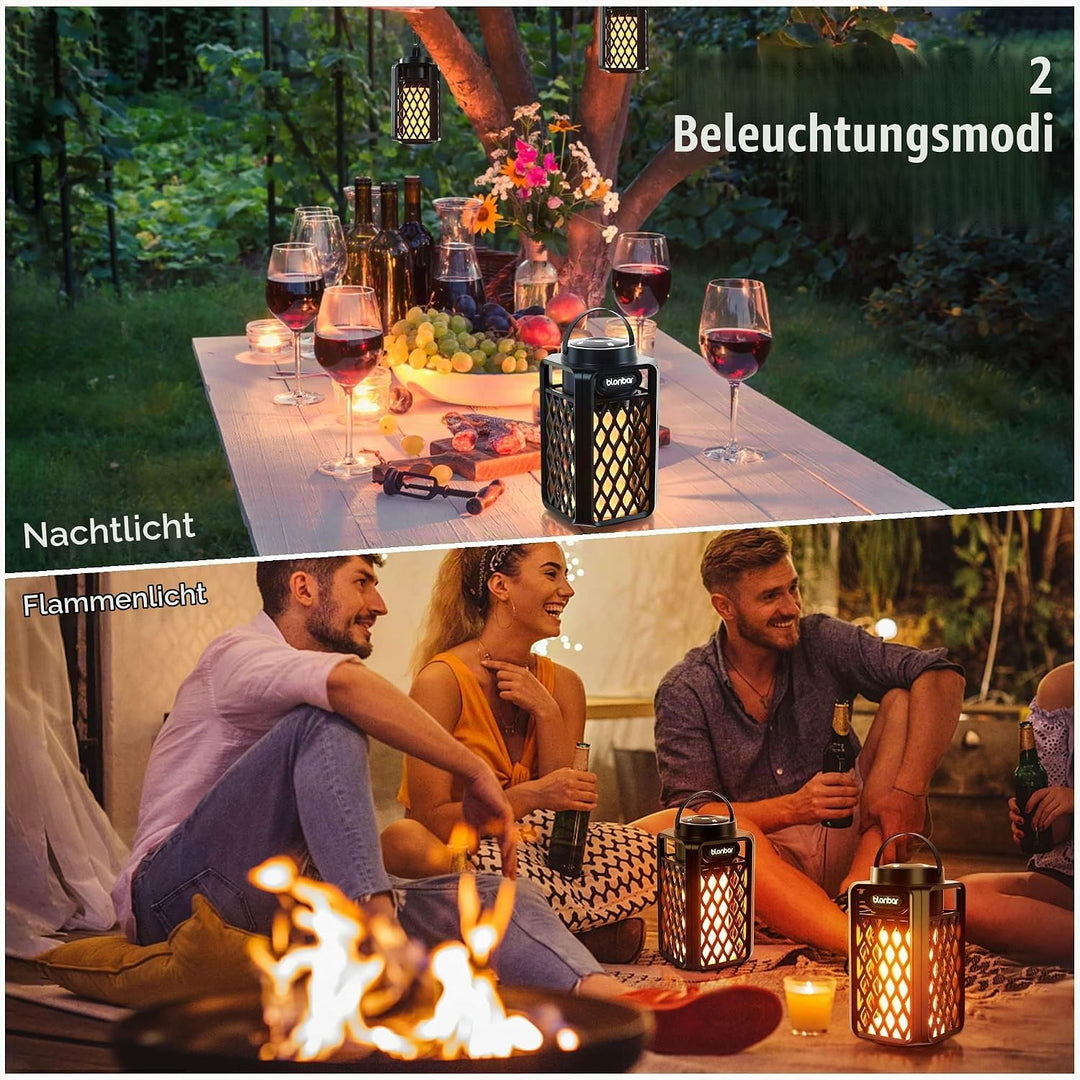Bluetooth Lautsprecher mit Flammenlicht, IP65 Wasserdicht Outdoor Lautsprecher &amp; Taschenlampe für Te