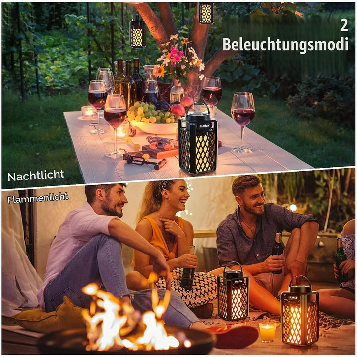 Bluetooth Lautsprecher mit Flammenlicht, IP65 Wasserdicht Outdoor Lautsprecher &amp; Taschenlampe für Te