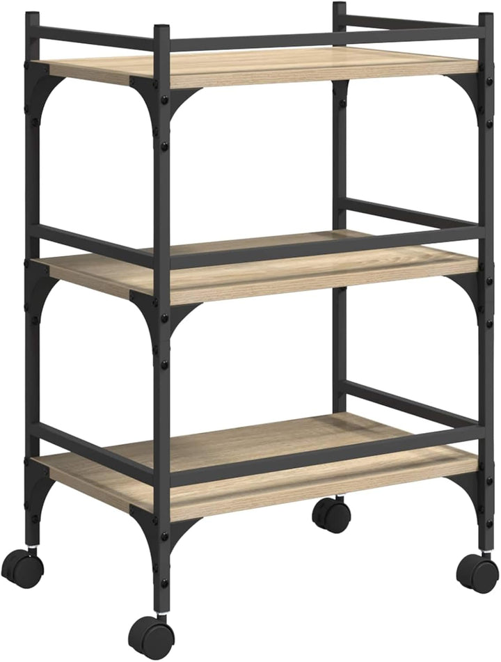 vidaXL Küchentrolley Sonoma-Eiche 50 x 35 x 75,5 cm Holzwerkstoff, Geräumiger Küchenwagen, moderner