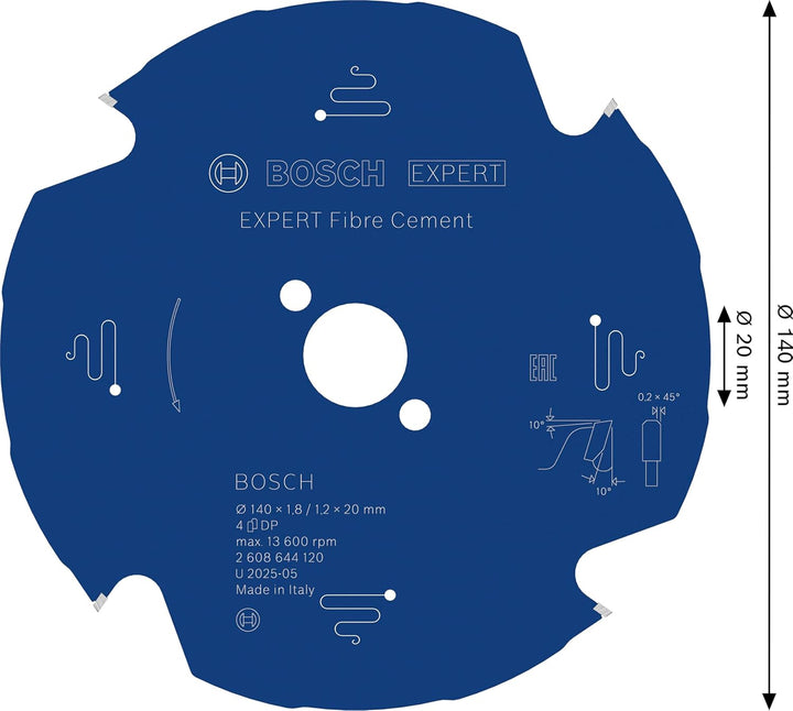 Bosch Professional Kreissägeblatt Expert for Fiber Cement (Faserzement, 140 x 20 x 1,8 mm, 4 Zähne,