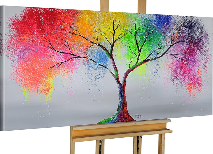 Monica Mirafiori I 100% HANDGEMALT I Gemälde MultiColor Tree 100x50cm | Gemälde Handgemalt | Acrylge