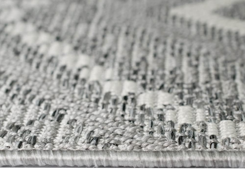 Teppich-Traum Runder In- & Outdoor Teppich Sisal Optik Küche Wohnzimmer Terrasse Balkon Rauten Zickz