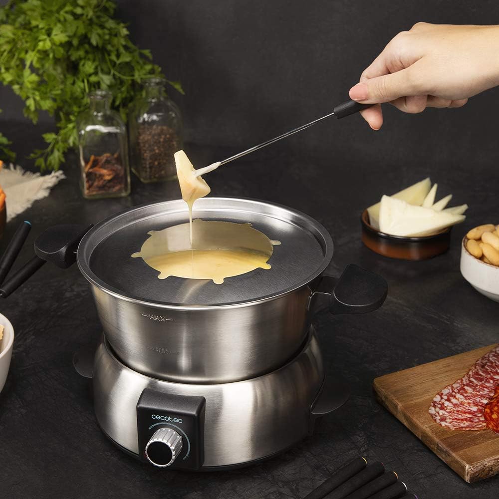 Cecotec electisches FunGourmee Fondue aus rostfreiem Stahl für 8 Personen, einstellbare Temperatur,
