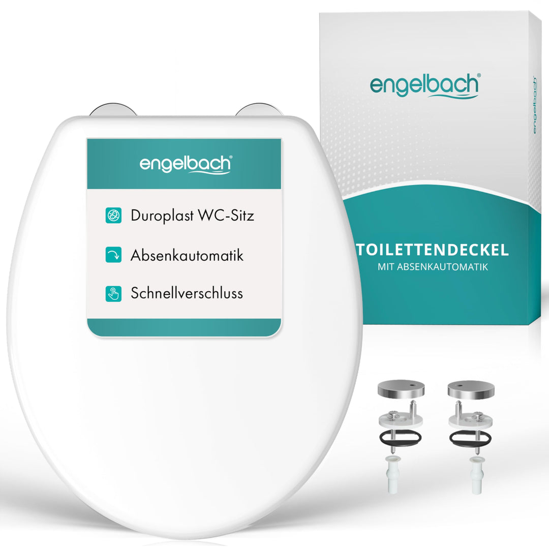 Engelbach® Toilettendeckel mit Absenkautomatik (Einfache Montage) Antibakteriell dank Urea-Duroplast