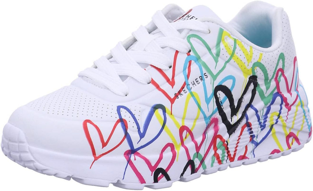 Skechers Girl's 314064l Wmlt Sneaker 30 EU White Synthetic Multi Trim, 30 EU White Synthetic Multi T