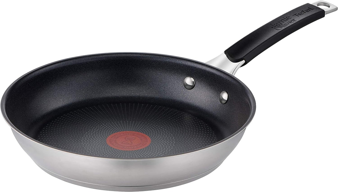 Jamie Oliver by Tefal Bratpfanne 24 cm, Antihaft, Induktion, Edelstahl, Genieteter Griff mit Silikon