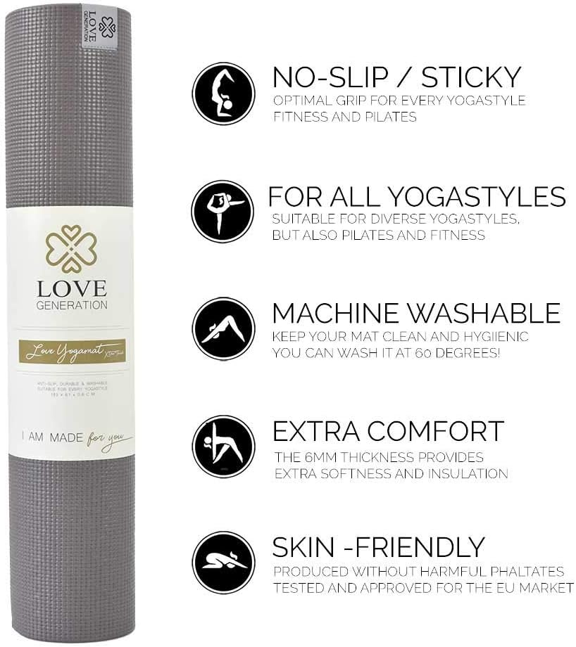 Love Generation - Dicke Yoga Matte Taupe, Taupe