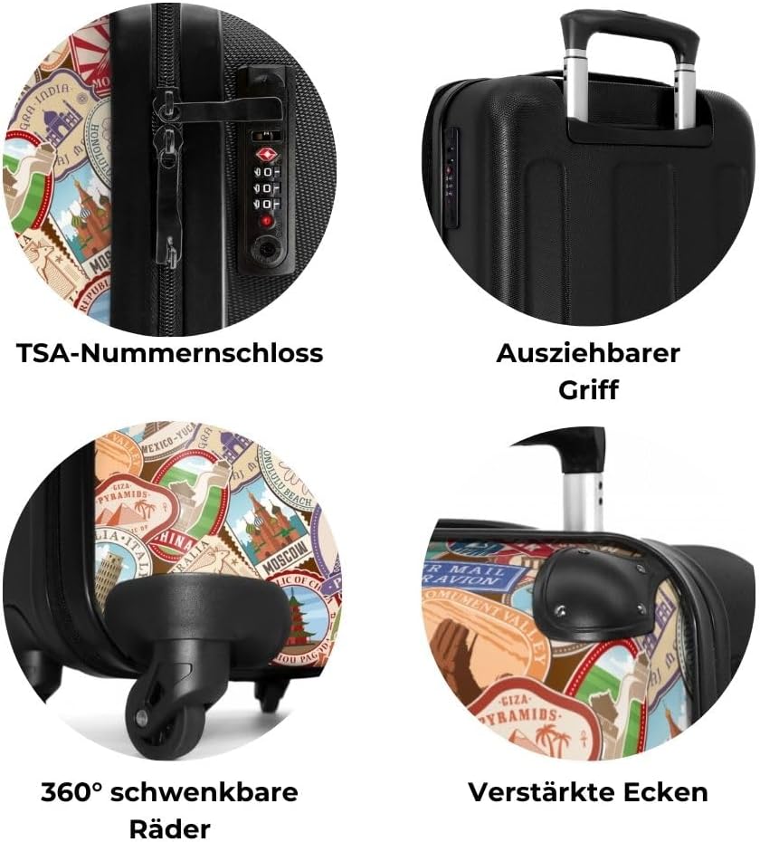 NoBoringSuitcases.com® Handgepäck, Hartschalenkoffer mit TSA Schloss, Trolley, Reisekoffer, Carry on