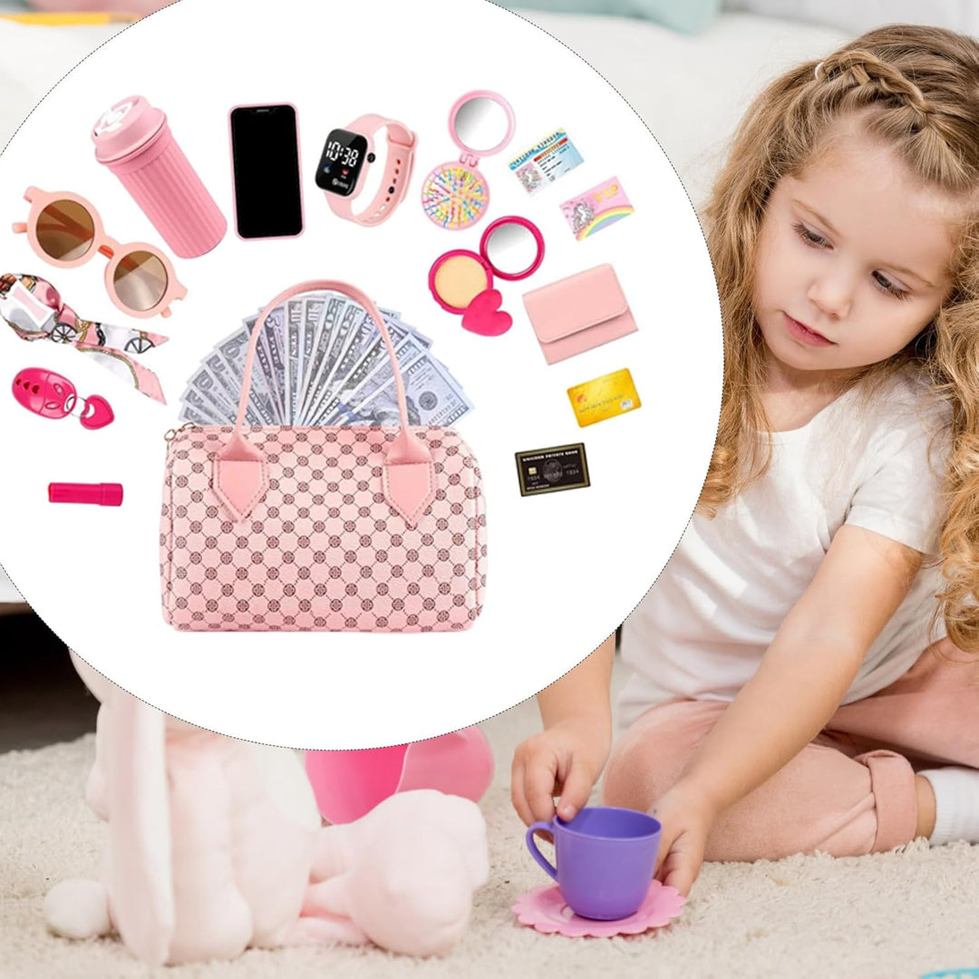 Mädchen Handtasche Spielhandtasche Für Kinder Mit Zubehör , Falsches Make-up Spielzeug Mit Handy, Uh
