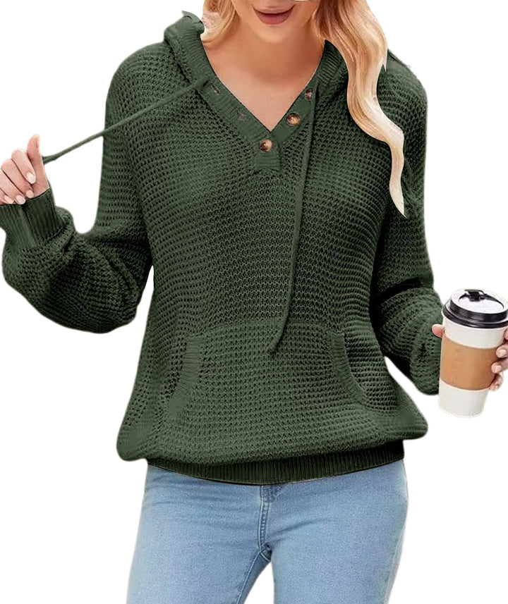 TrendiMax Hoodie Damen Strickpullover Kapuzenpullover Herbst Übergangs Sweatshirt Langarm Pullover D