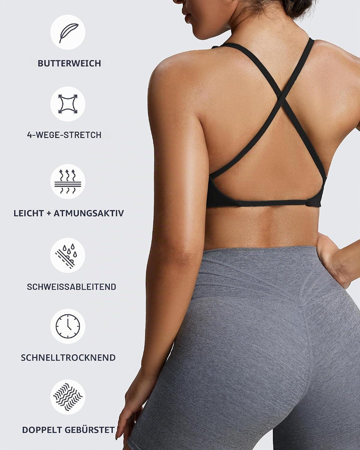 Aoxjox Damen Metamorph Sienna Twist Bra Sport-BH L 1 Schwarz, L 1 Schwarz