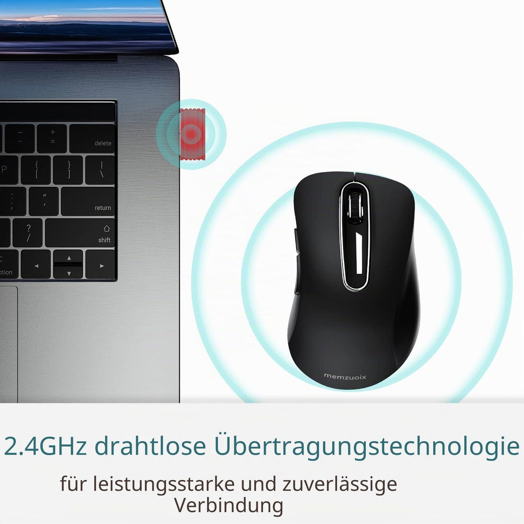 memzuoix Kabellose Maus 2.4GHz, Tragbare Optische Wireless Maus 1400 DPI mit Mini-USB-Empfänger, 5 T