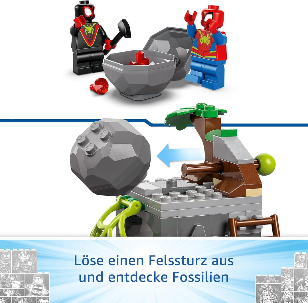 LEGO Marvel Spideys Team auf Rettungsmission im Dino-Truck, baubares Superhelden Spielzeugauto, Aben