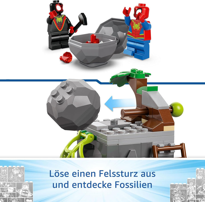 LEGO Marvel Spideys Team auf Rettungsmission im Dino-Truck, baubares Superhelden Spielzeugauto, Aben