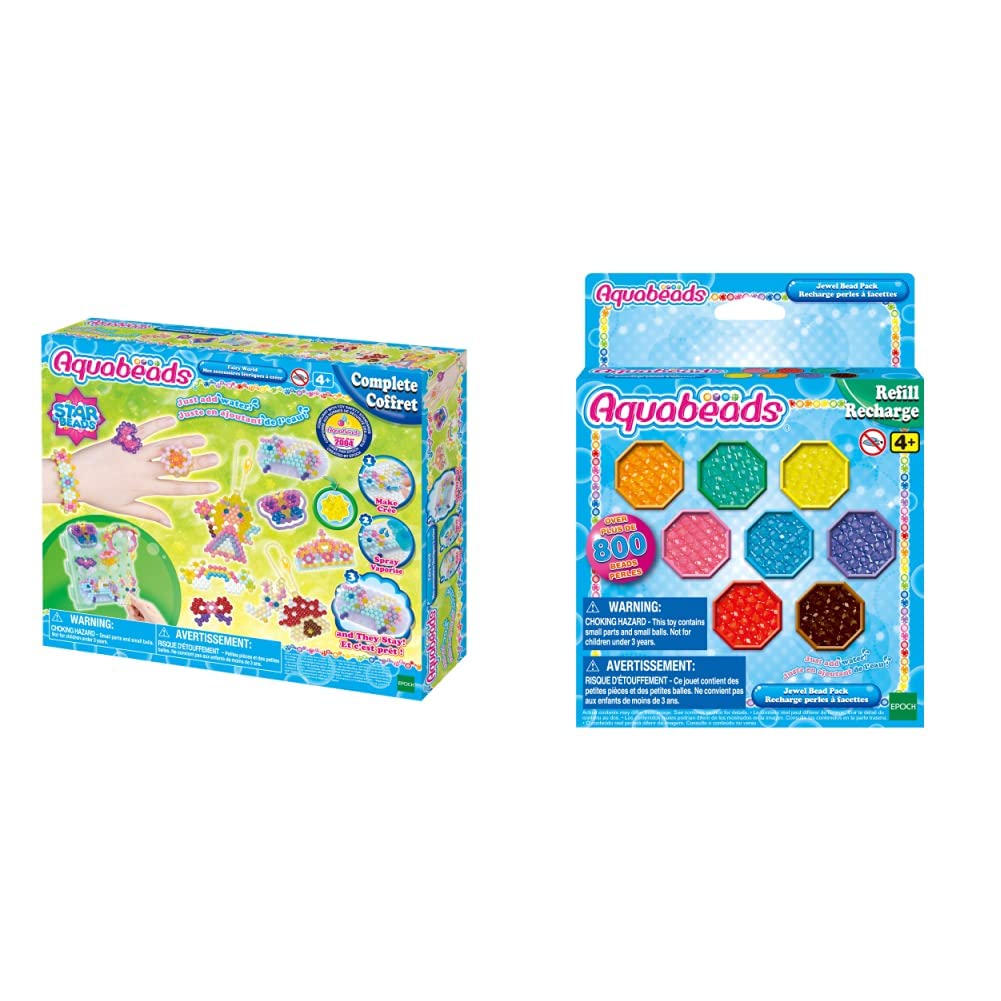 Aquabeads 31766 Märchenwelt - Bastelset & 31520 Glitzerperlen - Nachfüllset Nachfüllpack Märchenwelt