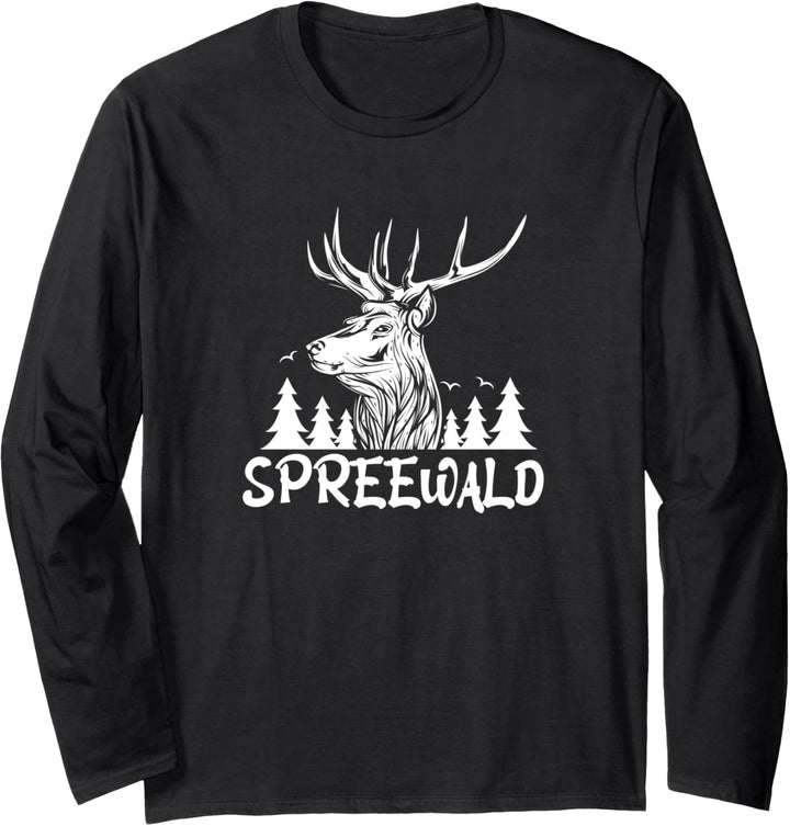 Spreewald Hirsch Wald Wandern Heimat Urlaub Spreewald Langarmshirt