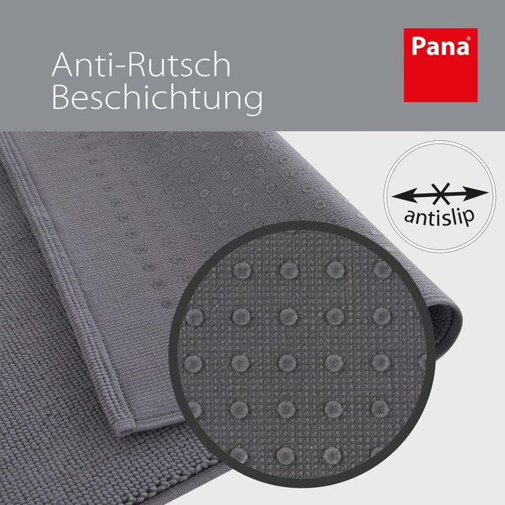 PANA Baumwoll Badematte rutschfest • Duschvorleger und Badvorleger • 100% Baumwolle Badteppich wasch
