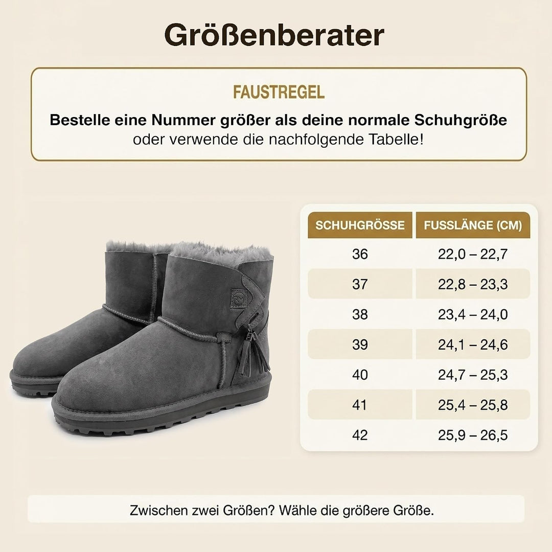 Rohn Lammfell Boots Stockholm, Winter-Stiefel aus 100% Lammfell, warme Schneeschuhe 37 EU Grau, 37 E