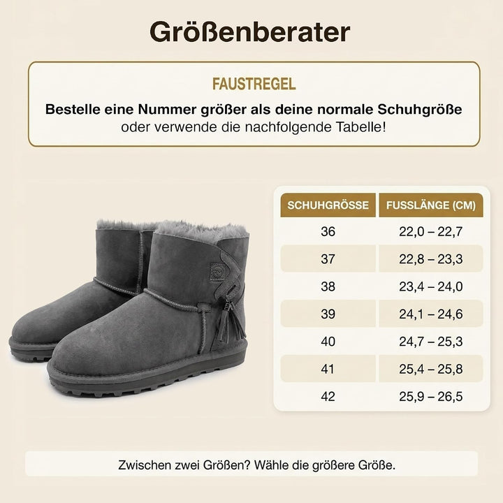 Rohn Lammfell Boots Stockholm, Winter-Stiefel aus 100% Lammfell, warme Schneeschuhe 37 EU Grau, 37 E