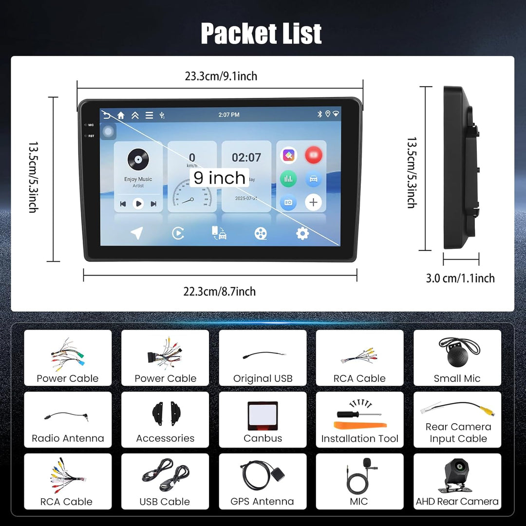 Hikity 4+128G Android 15 Autoradio für FIAT Tipo Egea 2015-2020, 9" Bildschirm Radio mit Wireless Ca