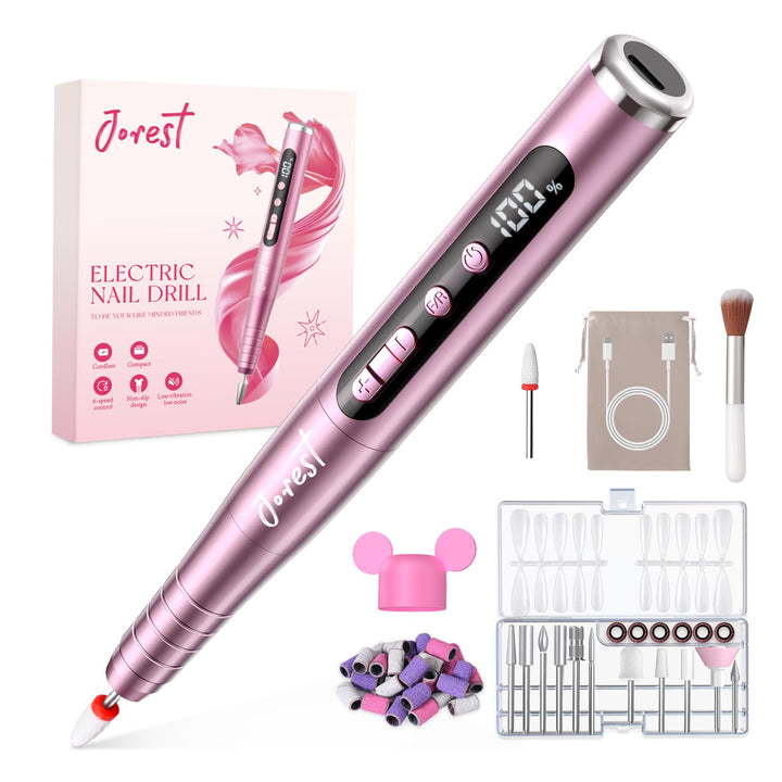 JOREST 13-in-1 Elektrische Nagelfräse Kabellos, 35.000 U/Min, 6-Stufen - Maniküre Set für Gelnägel &amp;