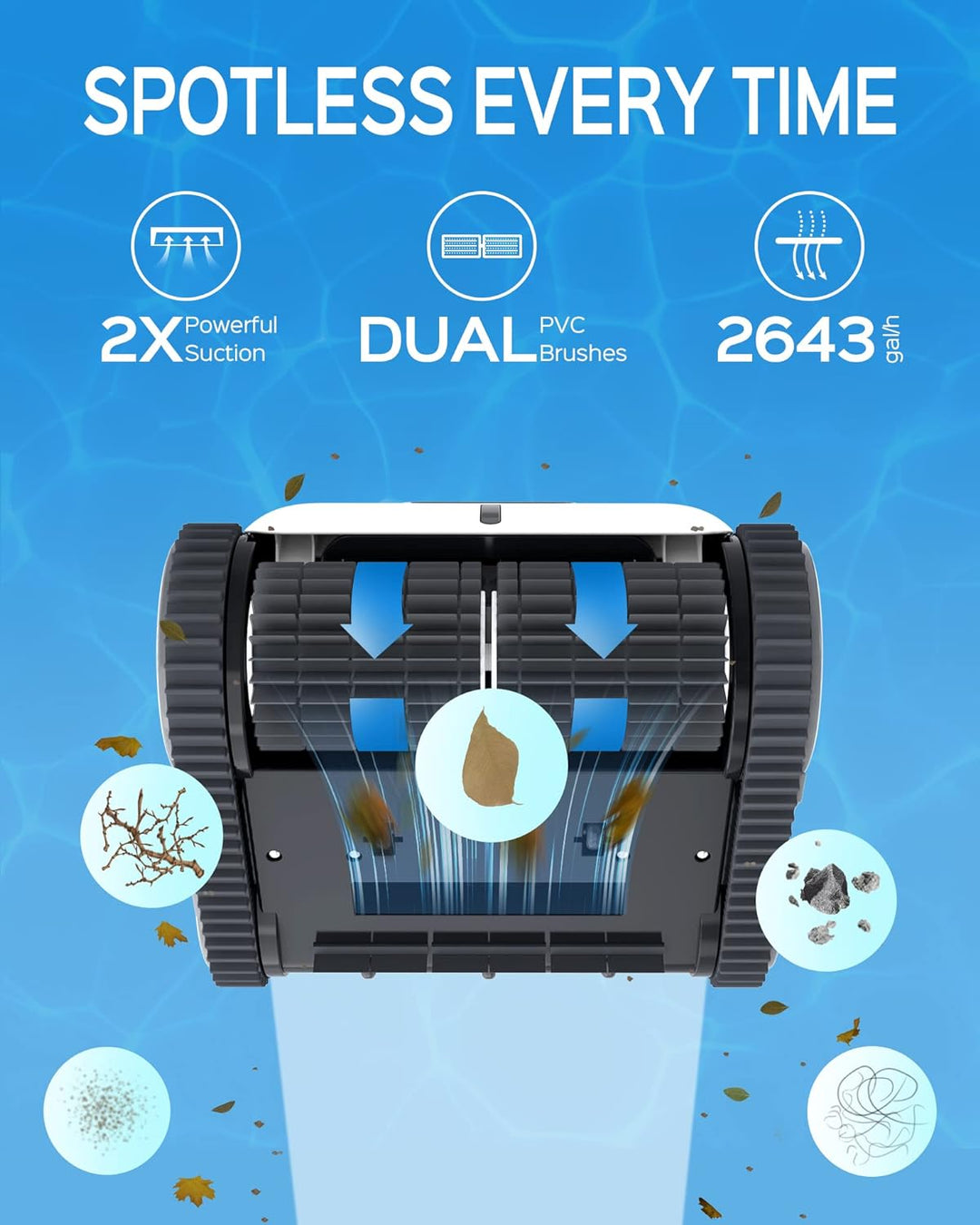 WYBOT Poolroboter Akku für 110 Mins, Vollautomatisch Poolreiniger Boden, Wasserlinie, Wandreinigung,