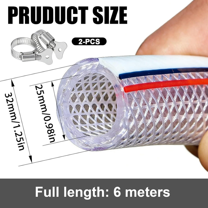 Trinkwasserschlauch PVC Schlauch mit Gewebe Benzinschlauch Wasserschlauch, mit 2 Schlauchschellen, f