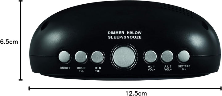 ECG RB 010 Black Radiowecker – FM Tuner; 10 Vorwahlen; Digitale Uhr/Wecker; Wecken durch Radio/Wecke