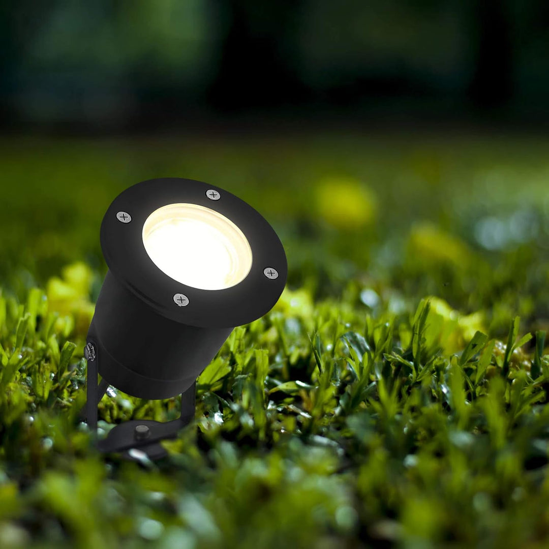 LED Erdspiessleuchte schwarz Aussenstrahler inkl. Montagebügel und Erdspiess schwenkbar Gartenstrahl